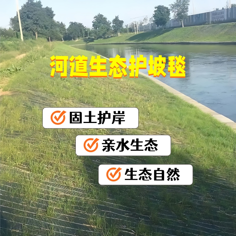 河道生态护坡毯｜水岸柔性固土椰丝毯 水利生态治理新方案